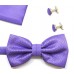 Set papion, batista si butoni liliac simplu 1574